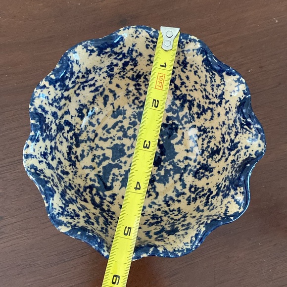 Artistic Blue and Cream Ceramic Bowl - Picture 4 of 5
